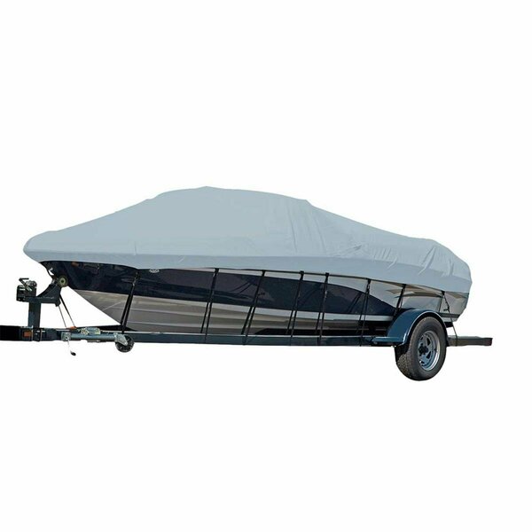 Olympian Athlete I-O 23 Vhull Runabout Boat Cover with Windhsield & Bow Rails - Slate Gray OL3090338